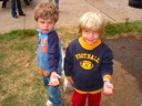 Showing off their bandaids